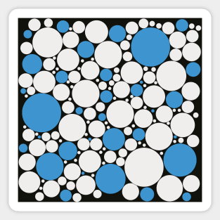 white and blue pop art polka dot pattern Sticker